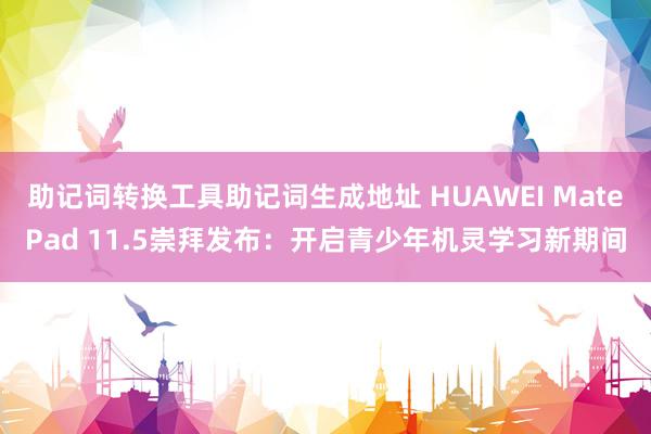 助记词转换工具助记词生成地址 HUAWEI MatePad 11.5崇拜发布：开启青少年机灵学习新期间